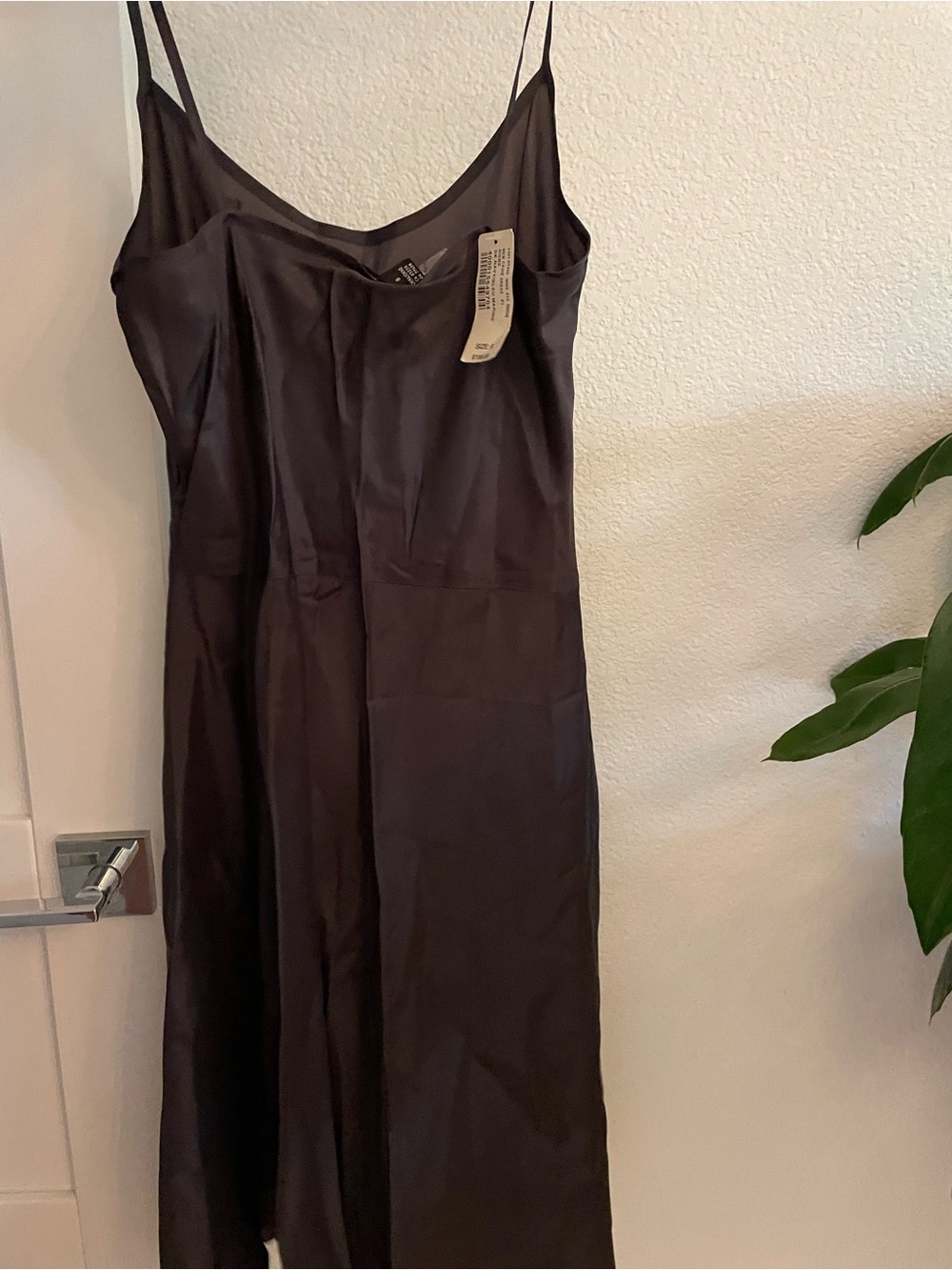 Club Monaco Black Satin Slip Midi Dress